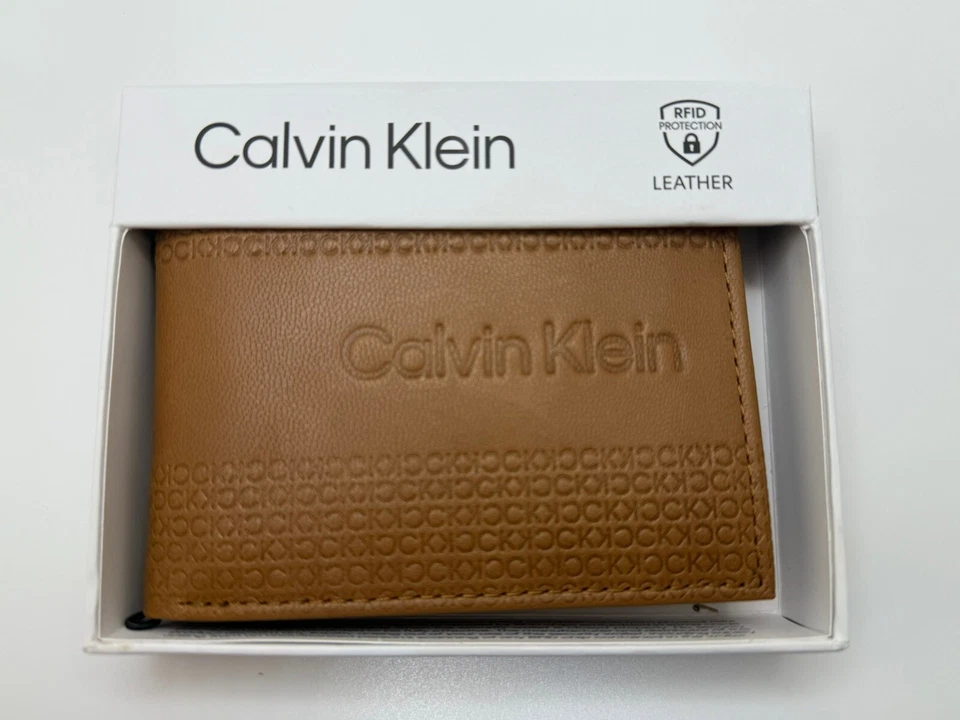 Calvin Klein Men's Tan Leather Slim Bifold RFID Wallet  NWT $45 - Image 3 of 4