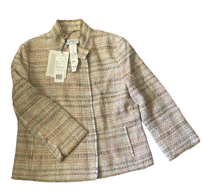 AKRIS PUNTO Cream & Tangerine Lurex Tweed Jacket size 10