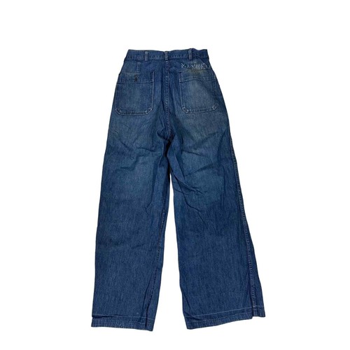 Pantalones de mezclilla peto de la Marina de los Estados Unidos Segunda Guerra Mundial estampados con botones genuinos de colección años 40 28X 27,5 - Imagen 6 de 7