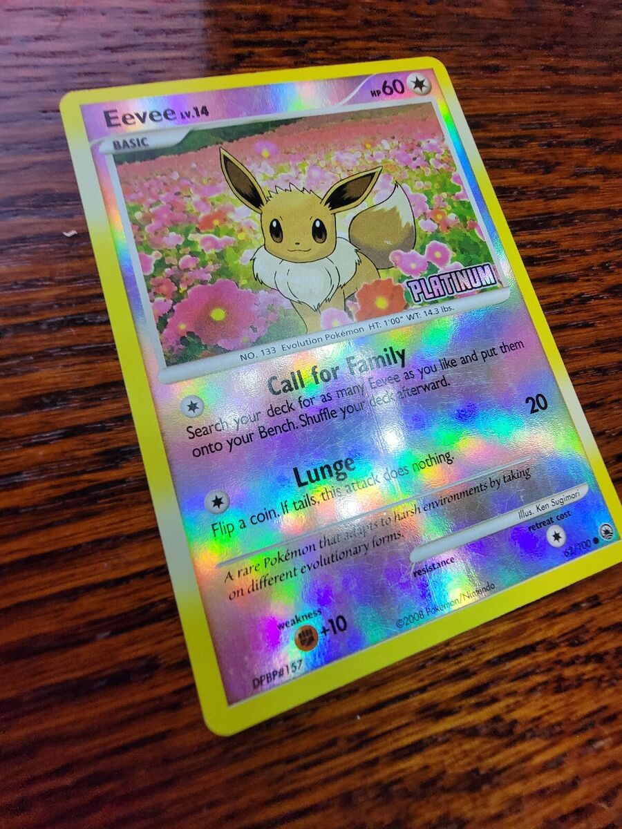 Pokemon Eevee Platinum Reverse Holo 62/100 TCG Card LP