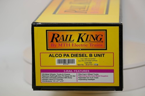 MTH 30-2172-1 TCA 1999 Alco PA Diesel B Unit W/ Proto / New in Box / O Gauge - Picture 5 of 5