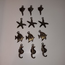 Metal Seahorse Fish Shells Starfish Pendants Key Chains Crafts Etc. Pre Owned