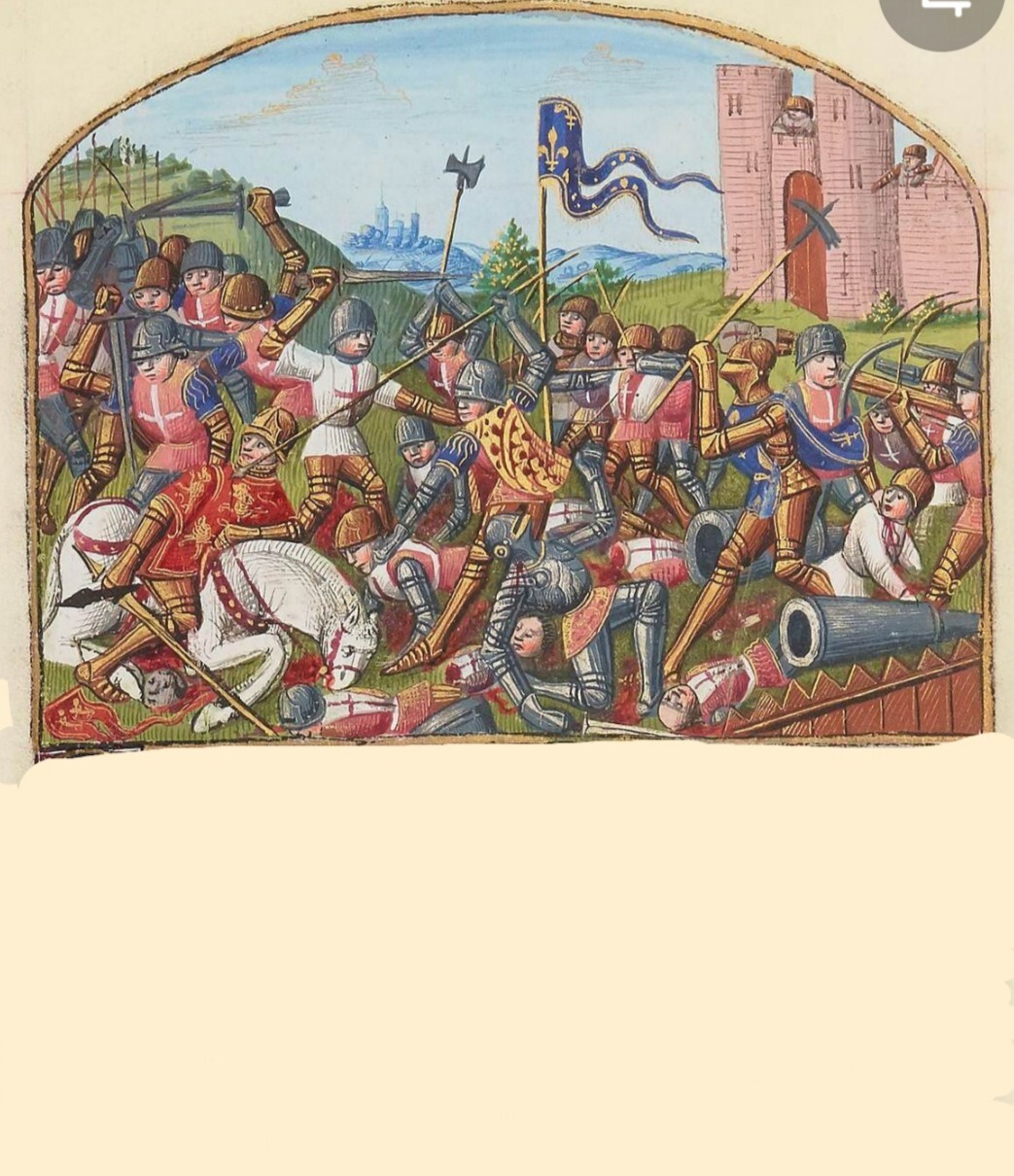 Peinture sur tissu médiévale de la Bataille de Castillon en 130x90 cm