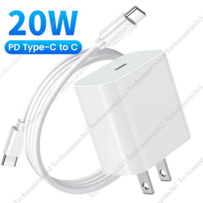 20W Type USB-C Super Fast Wall Charger Type C Cable For iPhone 15 16 ProMax Plus