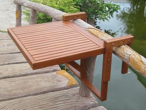 Eukalyptus Balkontisch - 60x45 cm - Holz Klapptisch Balkon Hängetisch klappbar - Bild 2 von 2
