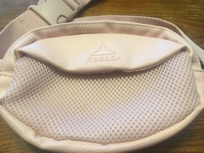Reebok Hazel fanny pack pale rose leather 5  X 7.5  with adjustable canvas strap