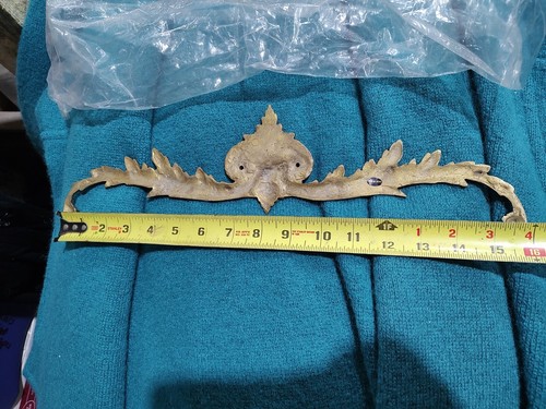Antique Solid Brass Pediment Center Mount Garland Cabinet Frame Victorian 16.5” - Picture 13 of 14