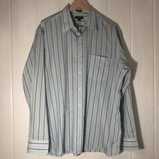 New Men's J Crew Striped Button Up Front Shirt Large 16 16 1/2 Blue Green White