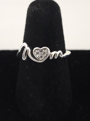 AUTHENTIC PANDORA MOM PAVE HEART RING #191149C01-52 US SIZE 6