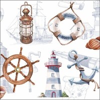 20 Papierservietten, Servietten Welcome Aboard Ambiente 33X33Cm | Leuchtturm