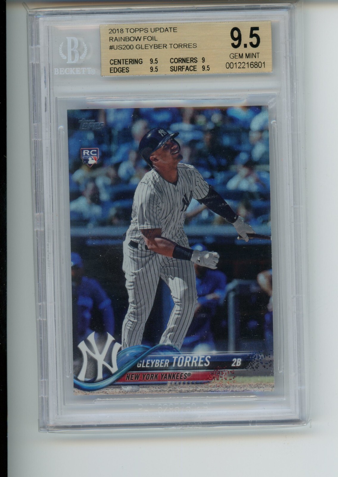 2018 Topps Update Gleyber Torres #US200 Rookie RC Rainbow Foil BGS 9.5 (801)