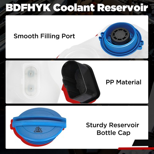 Coolant Tank Reservoir Overflow Bottle w/ Cap for Audi A4 02-09 A4 Quattro 02-10 - Picture 3 of 7