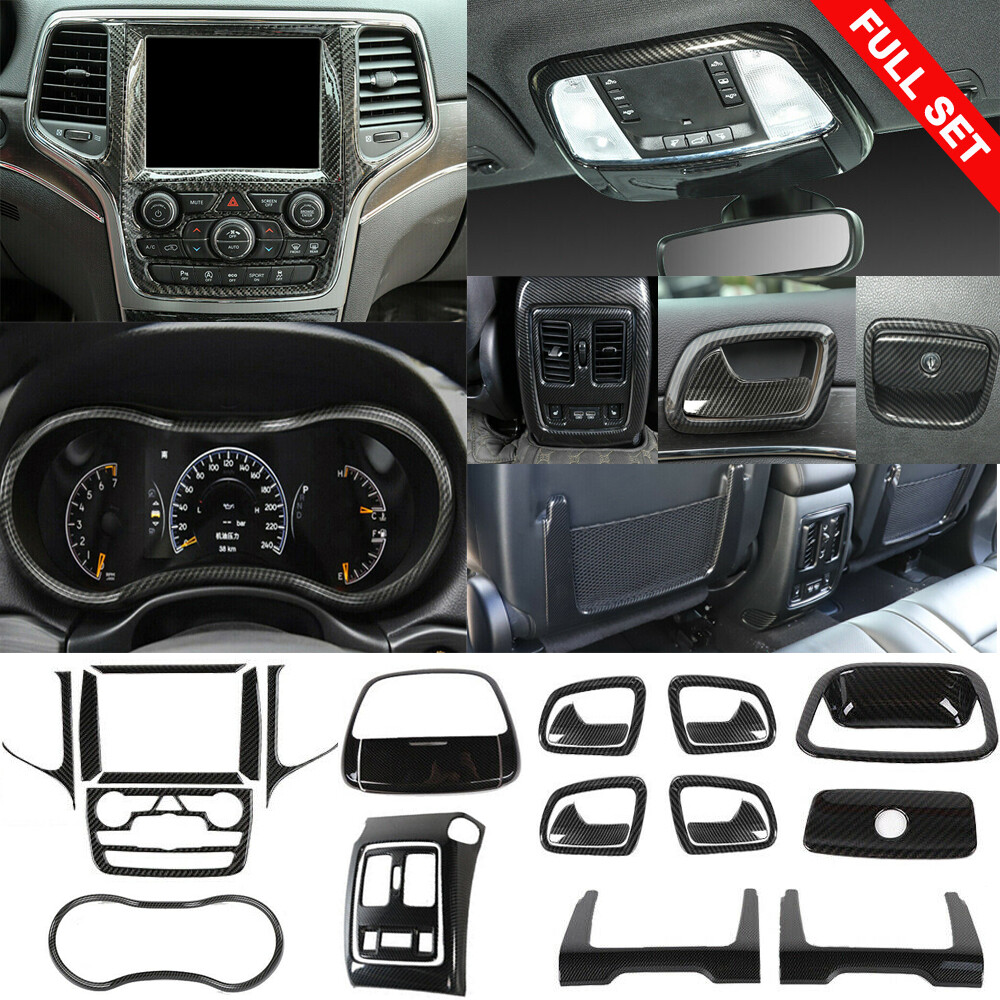 24x Carbon Fiber Interior Accessories Decor Trim for Jeep Grand