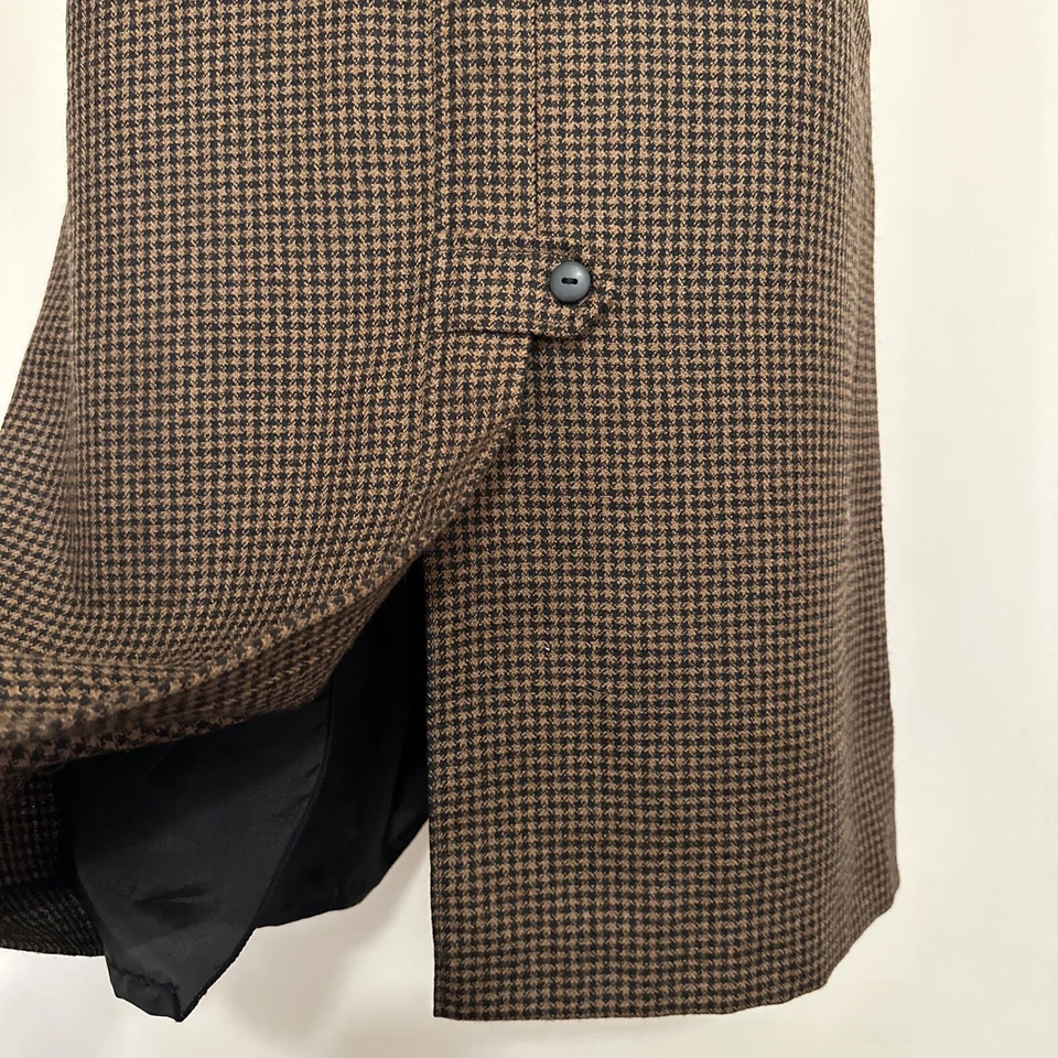 MIA CASSARA ВИНТАЖНЫЙ ШЕРСТИ ЮБКА КАРАНДАШ ПРЯМОЙ ДЛИННЫЙ КОРИЧНЕВЫЙ ЧЕК ЖЕНЩИНЫ UK 12 S - Изображение 4 из 4