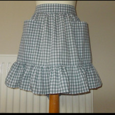 Frilly 'Grey' Gingham'(Short/Mini) Length Vintage Style Waist Apron/Pinny