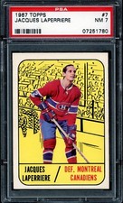 1967-68 TOPPS HOCKEY NHL #7 Jacques Laperriere PSA 7 NM Montreal Canadiens