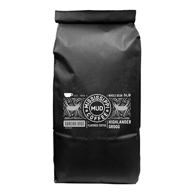 Mississippi Mud Coffee Highlander Grogg Flavored Whole Bean Coffee 5 lb