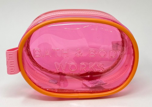 NEW BATH & BODY WORKS JELLY PINK CLEAR MAKEUP BEAUTY BAG COSMETIC PURSE CLUTCH - Picture 2 of 7