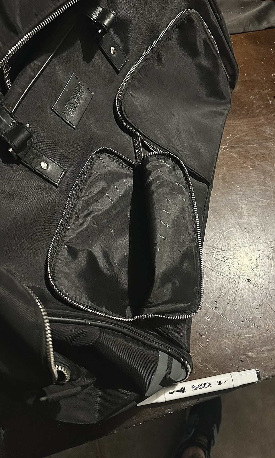 VERSACE Parfums Greca Black Duffle Bag Lg Overnight … Gem