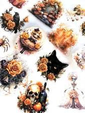 Halloween Kawaii Goth Stickers Junk Journal Collage Scrapbooking
