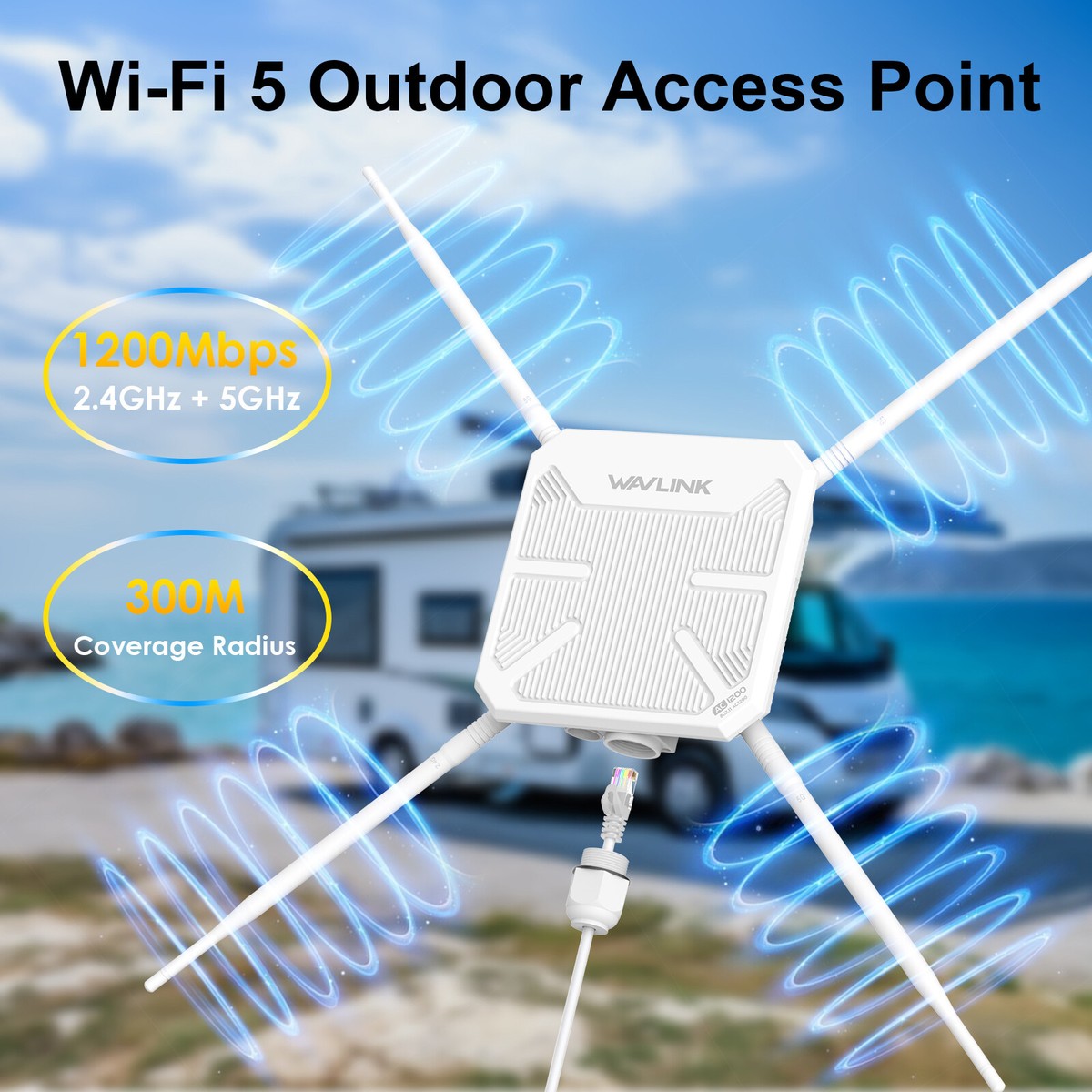 AC1200 Dual Band WiFi 5 Outdoor WiFi Extender AERIAL HD8S Access