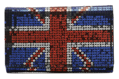Iron Fist Navy/Red Sequined Union Jacked Medium Wallet/Purse