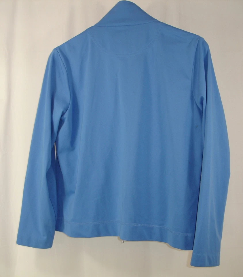 Oleg Cassini Sport 女式 L 全拉链田径夹克蓝色白色黑色 — 第 3/4 张图片