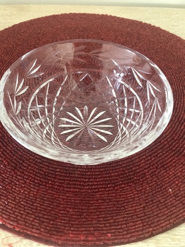Vintage Crystal Bow (heavy)-Diamond Cut-Etch Leaf Design. 5x2.25 Inch - Picture 2 of 3