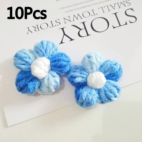 10Pcs Handmade Knitted Crochet Flowers Sewing Trim Clothes Headband Accessory - Picture 35 of 35