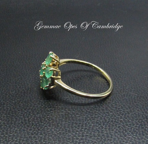 9k 9ct Gold Emerald Flowerhead Cluster Ring Size R 1/2 2.77g Hallmarked - Picture 8 of 10
