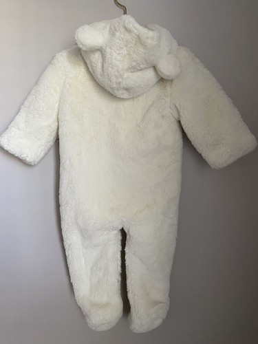 Janie And Jack One-Piece Faux Fur White Winter Snow Suit With Feet, 6-9 Mos. - Picture 2 of 4