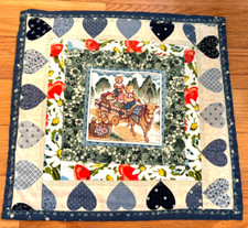 Quilted table topper or wall decoration, animals, liner on the back, 15x 15