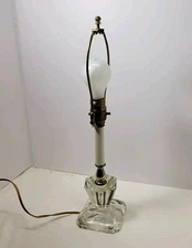 MCM Stacked Glass Candlestick Boudoir Table Lamp 18" Tall No Shade Tested Vtg