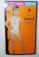 Dance Exercise Leotard Costume Cosplay Halloween White Girls Small 4-6 