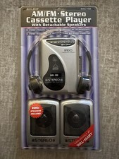 Vintage Gray Lenoxx Sound Portable AM/FM Stereo Cassette Player W/speakers NEW