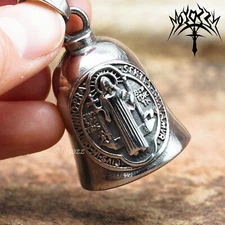Saint St Benedict Medal Motorcycle Bell Charm Riding Bell Lucky Guardian Bell 