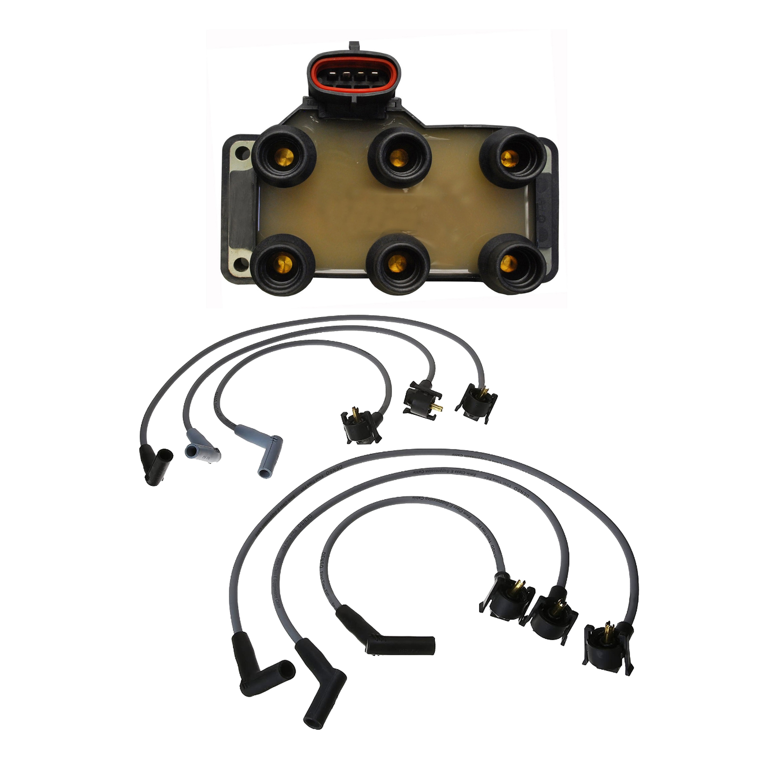 Denso Ignition Coil Spark Plug Wire Set 8mm Kit For Mazda B3000 Ford Ranger 3.0L