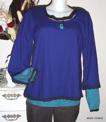Noa Noa Blouse Shirt Embroidery Black Blue New