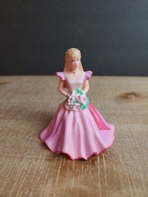 2002 BARBIE IN PINK DRESS AND FLOWERS 3  FIGURE CAKE TOPPER