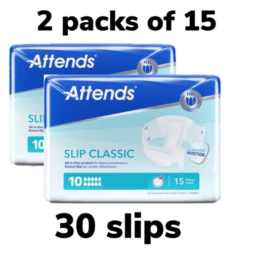 ATTENDS SLIP CLASSIC  10 MEDIUM  Adult Incontinence Care 30 Nappy’s - Picture 1 of 5