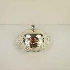 Vintage Silver Plate & Glass Insert Round Butter Dish Renown Australia EPNS A1