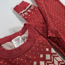 Hanna Andersson Pajamas Set Kids US 8 130cm Red Fair Isle Organic Cotton Holiday