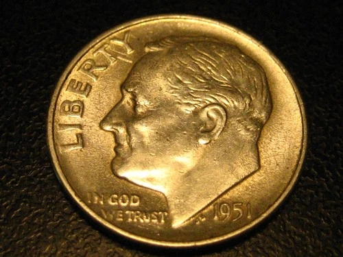 1951-S 90% Silver Roosevelt Head Dime
