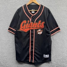 San Francisco Giants Jersey Mens Large Black Orange MLB Baseball Button Front