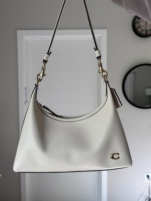 Coach Chalk Shoulder Bag with Chain, Logo Accent, Bag Charm