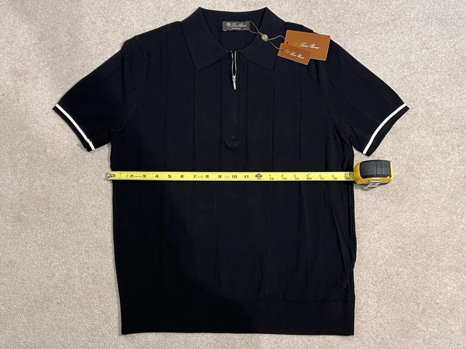 Camiseta polo de algodón Loro Piana para hombre talla grande negra Foto 4 de 4