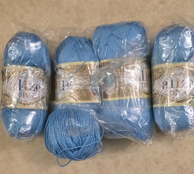 4 Alize Diva Silky Effect Yarn Color 345 Sky Blue New Microfiber Acrylic