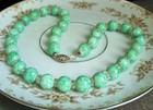 unique Vintage art deco jewelry necklace sterling peking apple mint green clear — photo 3