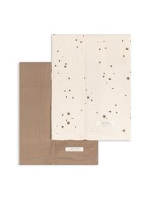 Baby 2 Pack Organic Cotton Burp Cloths Set - Ace Polka  Taupe Muslin