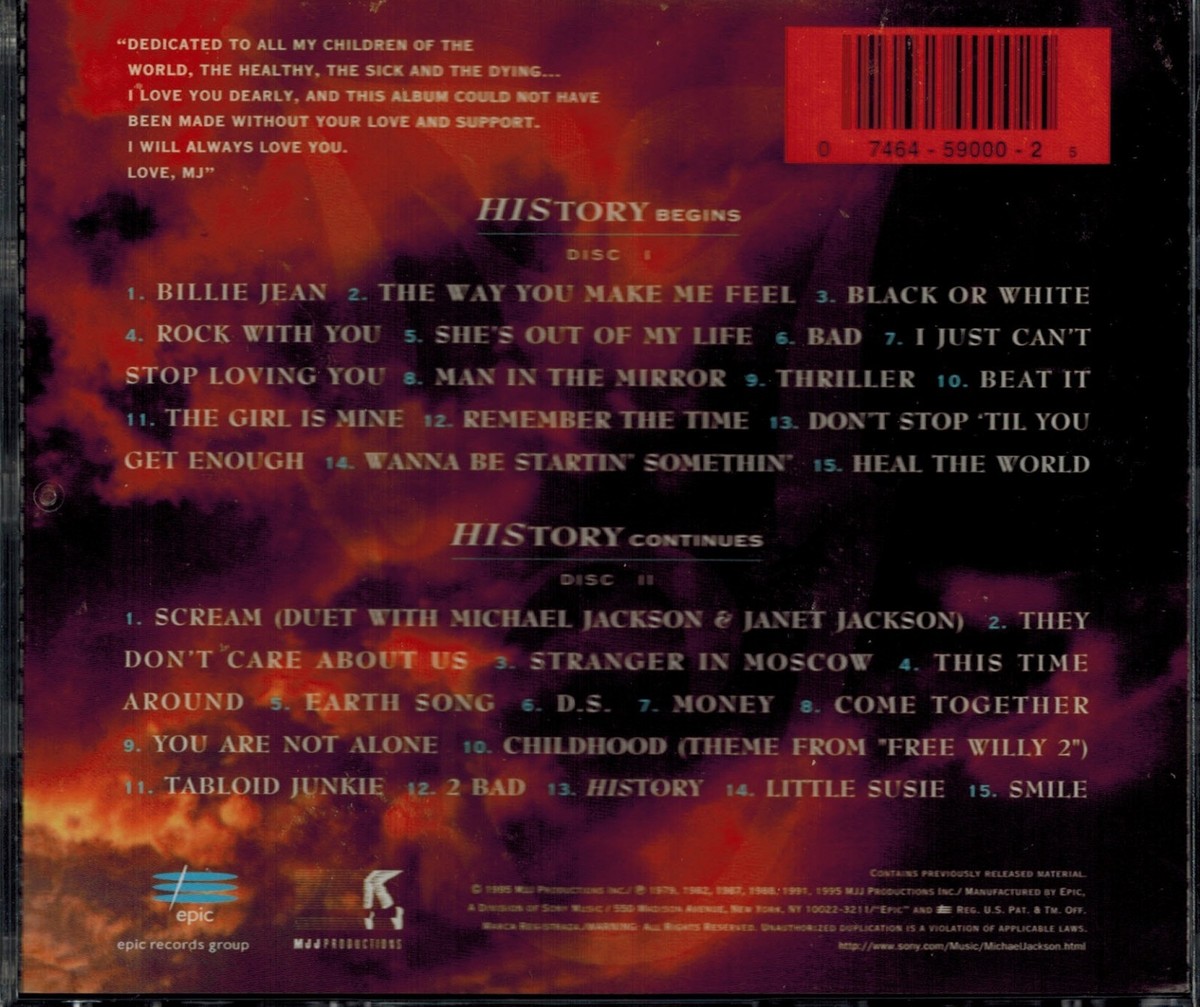MICHAEL JACKSON - HISTORY - BOOK 1 - MINT 2 CD BOX SET -WITH